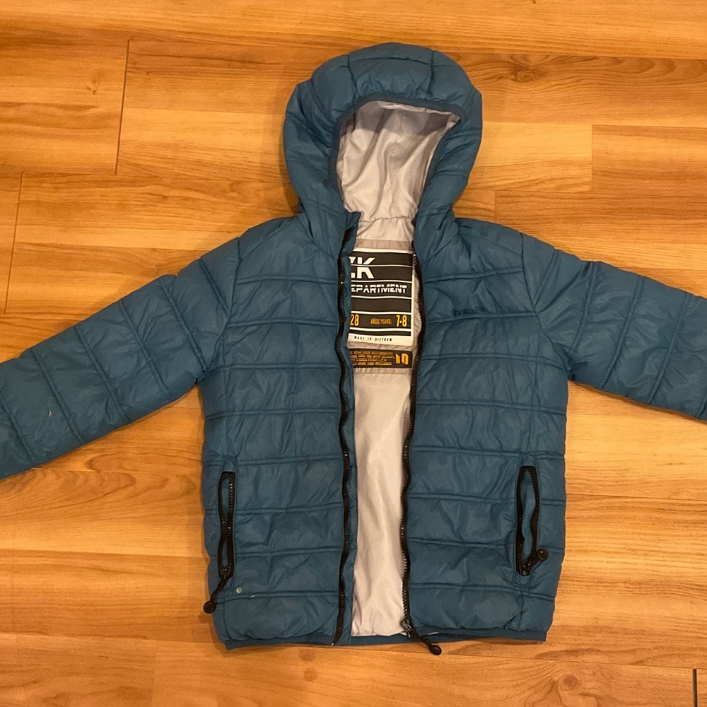 Blue Hooded Puffer Jacket